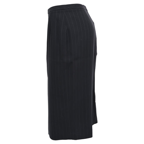 Women's Giorgio Armani Pinstripe Midi Pencil Skirt in Navy Blue Wool