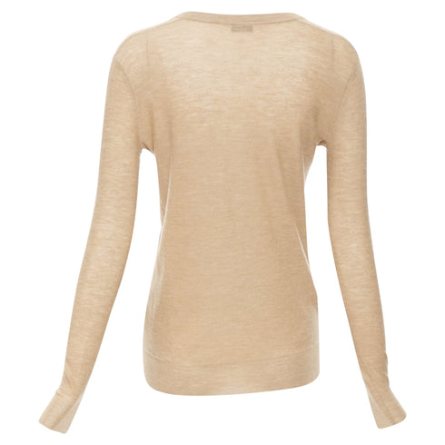 Women's JOSEPH 100% cashmere tan brown fine knit V neck sweater XS