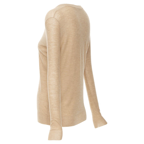 Women's JOSEPH 100% cashmere tan brown fine knit V neck sweater XS