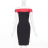 Women's HERVE LEGER red colorblock off shoulder bandage bodycon cocktail dress XXS