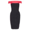 Women's HERVE LEGER red colorblock off shoulder bandage bodycon cocktail dress XXS