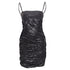 Women's ALEXANDER WANG black lambskin leather Sequin Goddess ruched dress US4 S