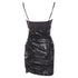 Women's ALEXANDER WANG black lambskin leather Sequin Goddess ruched dress US4 S