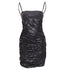 Women's ALEXANDER WANG black lambskin leather Sequin Goddess ruched dress US4 S