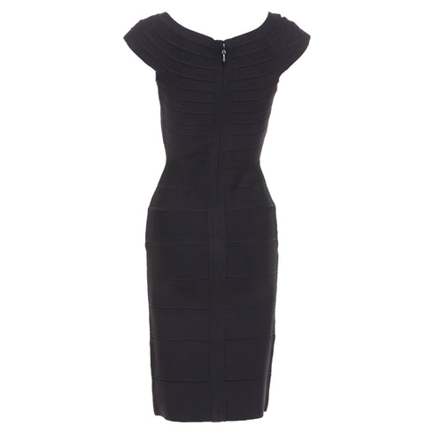 Women's HERVE LEGER Kristen black bandage sculpted shoulder open side bodycon dress S