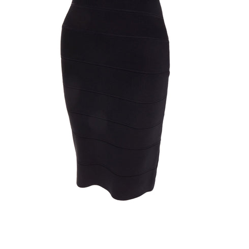 Women's HERVE LEGER Kristen black bandage sculpted shoulder open side bodycon dress S
