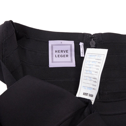 Women's HERVE LEGER Kristen black bandage sculpted shoulder open side bodycon dress S