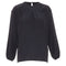 Women's JOSEPH black gathered neck pleated long sleeve casual fluid silk blouse FR32 XXS
