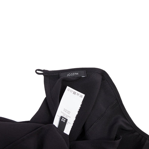 Women's JOSEPH black gathered neck pleated long sleeve casual fluid silk blouse FR32 XXS