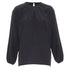 Women's JOSEPH black gathered neck pleated long sleeve casual fluid silk blouse FR32 XXS
