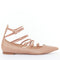 Women's GIANVITO ROSSI nude leather button multi strap pointed ballerina flats EU37.5