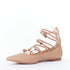 Women's GIANVITO ROSSI nude leather button multi strap pointed ballerina flats EU37.5