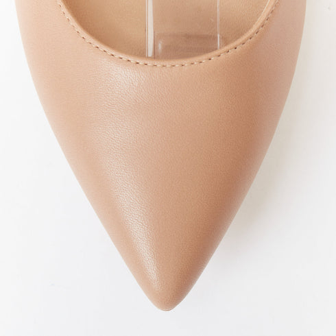 Women's GIANVITO ROSSI nude leather button multi strap pointed ballerina flats EU37.5