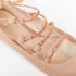 Women's GIANVITO ROSSI nude leather button multi strap pointed ballerina flats EU37.5