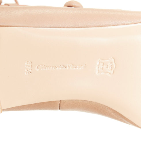 Women's GIANVITO ROSSI nude leather button multi strap pointed ballerina flats EU37.5