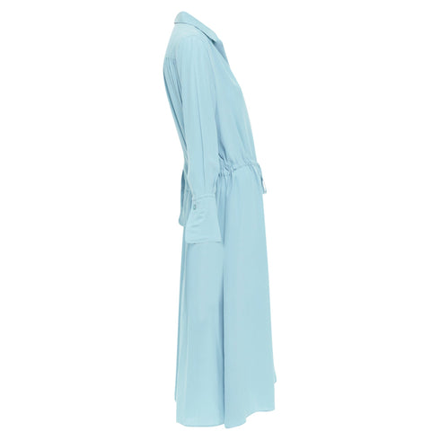 Women's Joseph Blue Silk Drawstring Long Sleeve Shirt Dress