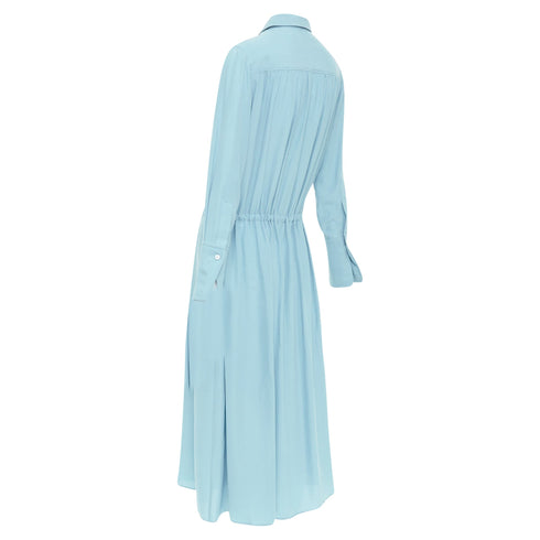 Women's Joseph Blue Silk Drawstring Long Sleeve Shirt Dress