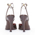 Women's Sergio Rossi Brown Croc Embossed Leather Ankle Strap Pumps