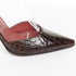 Women's Sergio Rossi Brown Croc Embossed Leather Ankle Strap Pumps
