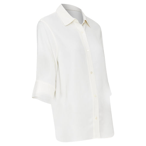 Women's Anine Bing White Cuffed Short Sleeve Shirt