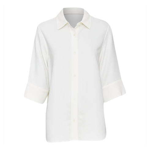 Women's Anine Bing White Cuffed Short Sleeve Shirt