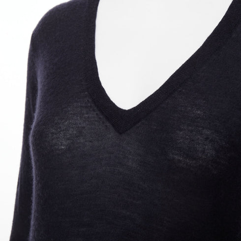 Women's Joseph Black Cashmere Semi Sheer V Neck Sweater