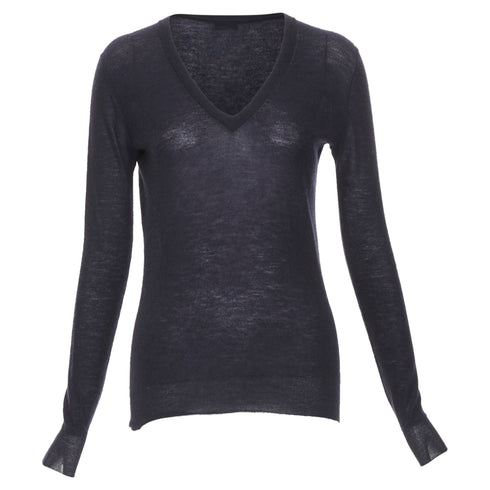 Women's Joseph Black Cashmere Semi Sheer V Neck Sweater