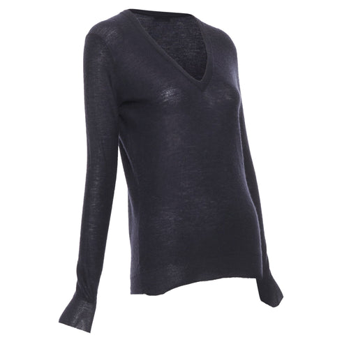 Women's Joseph Black Cashmere Semi Sheer V Neck Sweater