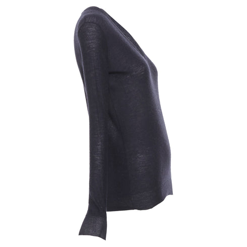 Women's Joseph Black Cashmere Semi Sheer V Neck Sweater