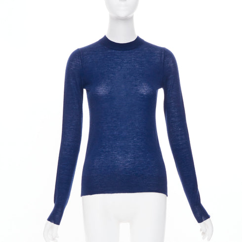 Women's Joseph Blue Cashmere Crew Neck Long Sleeve Sweater