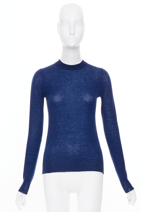 Women's Joseph Blue Cashmere Crew Neck Long Sleeve Sweater