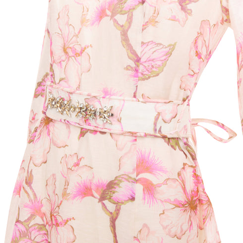 Women's Zimmermann 2024 Pink Floral Linen Silk Midi Dress