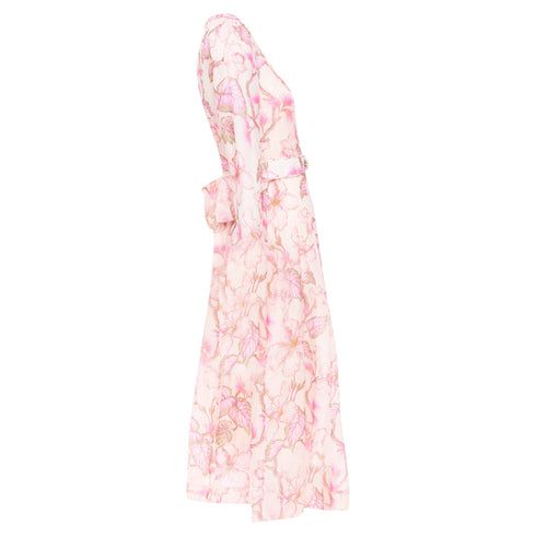 Women's Zimmermann 2024 Pink Floral Linen Silk Midi Dress