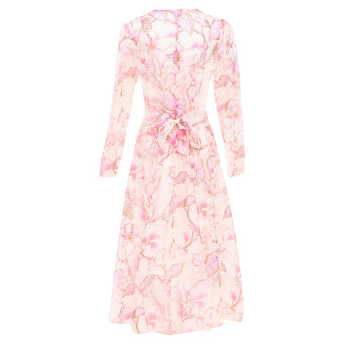 Women's Zimmermann 2024 Pink Floral Linen Silk Midi Dress