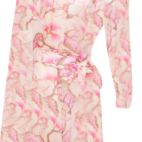Women's Zimmermann 2024 Pink Floral Linen Silk Midi Dress