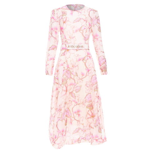 Women's Zimmermann 2024 Pink Floral Linen Silk Midi Dress
