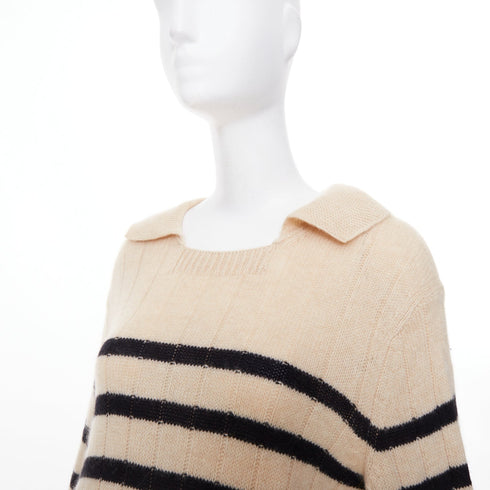 Women's Khaite 2022 Mateo Black Stripe Cashmere Sweater