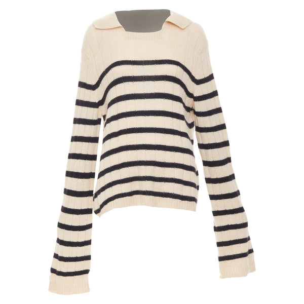 Women's Khaite 2022 Mateo Black Stripe Cashmere Sweater