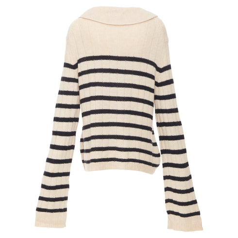 Women's Khaite 2022 Mateo Black Stripe Cashmere Sweater