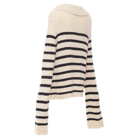 Women's Khaite 2022 Mateo Black Stripe Cashmere Sweater