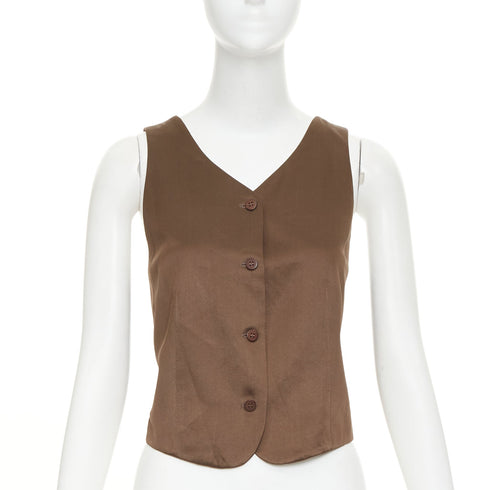 Women's Giorgio Armani Brown Silk Satin Waistcoat Vest