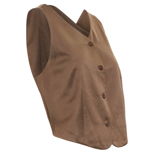 Women's Giorgio Armani Brown Silk Satin Waistcoat Vest
