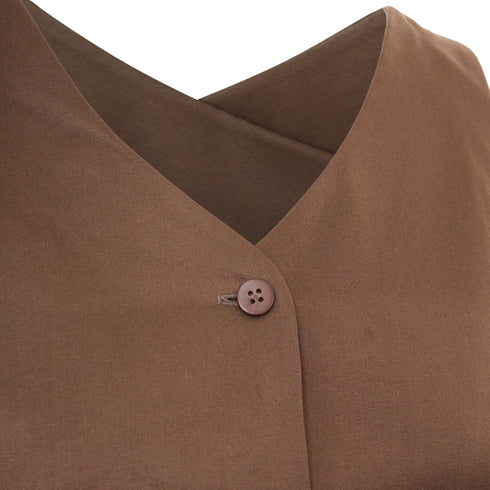 Women's Giorgio Armani Brown Silk Satin Waistcoat Vest