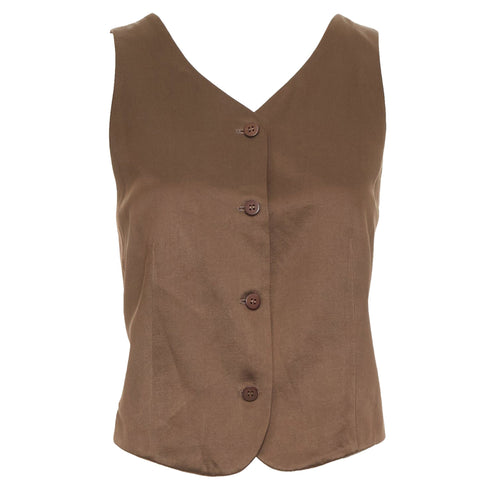 Women's Giorgio Armani Brown Silk Satin Waistcoat Vest