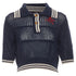 Women's Vivienne Westwood Blue Open Stitch Embroidered Orb Polo Top