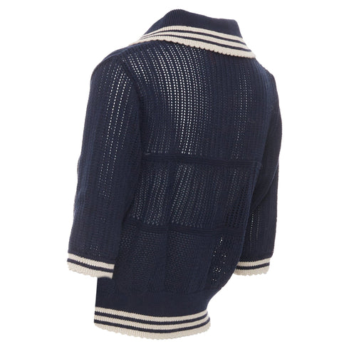 Women's Vivienne Westwood Blue Open Stitch Embroidered Orb Polo Top