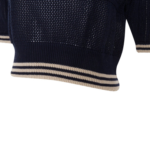 Women's Vivienne Westwood Blue Open Stitch Embroidered Orb Polo Top