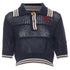 Women's Vivienne Westwood Blue Open Stitch Embroidered Orb Polo Top