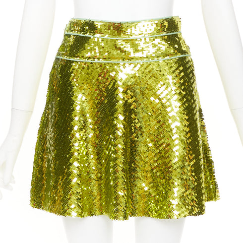 Women's Dsquared2 Green Sequin Piping Skater Skirt