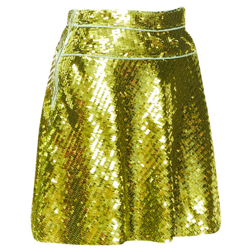 Women's Dsquared2 Green Sequin Piping Skater Skirt